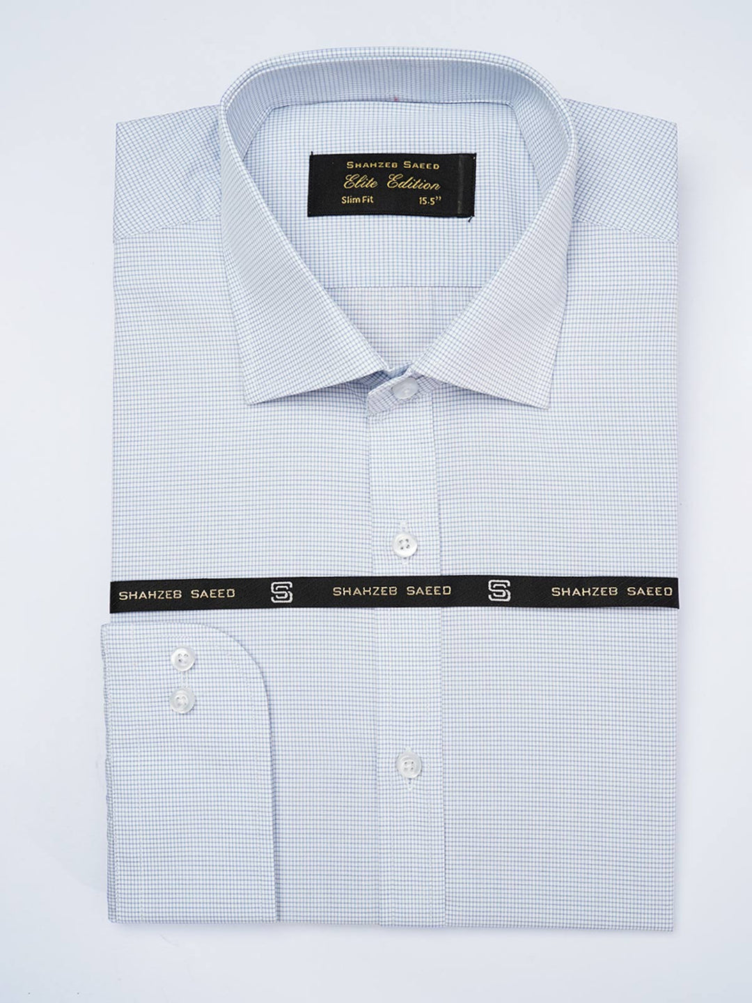 Blue Micro Checkered, Elite Edition, French Collar Men’s Formal Shirt  (FS-1826)