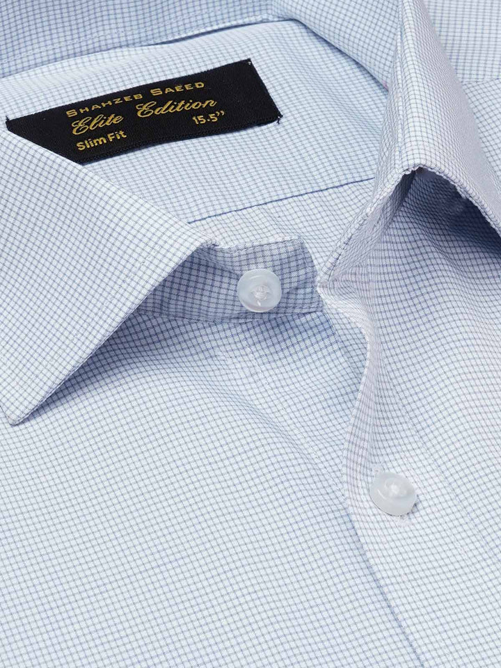 Blue Micro Checkered, Elite Edition, French Collar Men’s Formal Shirt  (FS-1826)