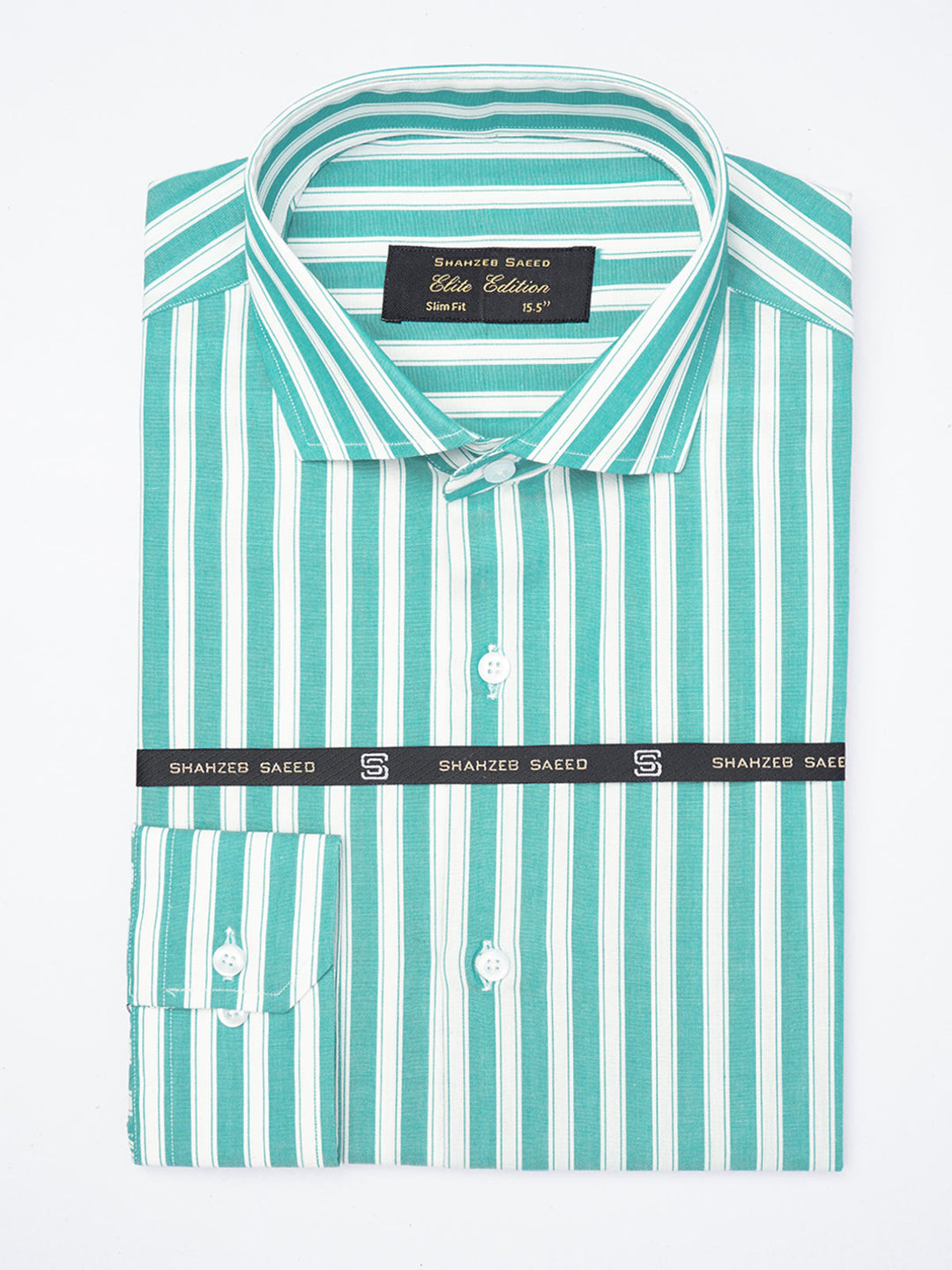 Teal Striped, Elite Edition, Cutaway Collar Men’s Formal Shirt (FS-1829)