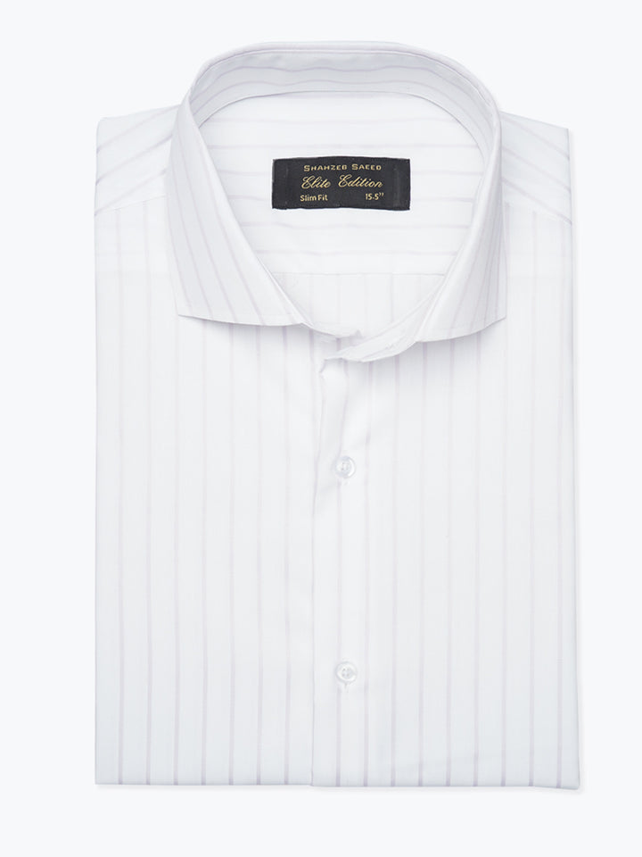 Light Purple & White Self Striped, Elite Edition, Cutaway Collar Men’s Formal Shirt (FS-1830)