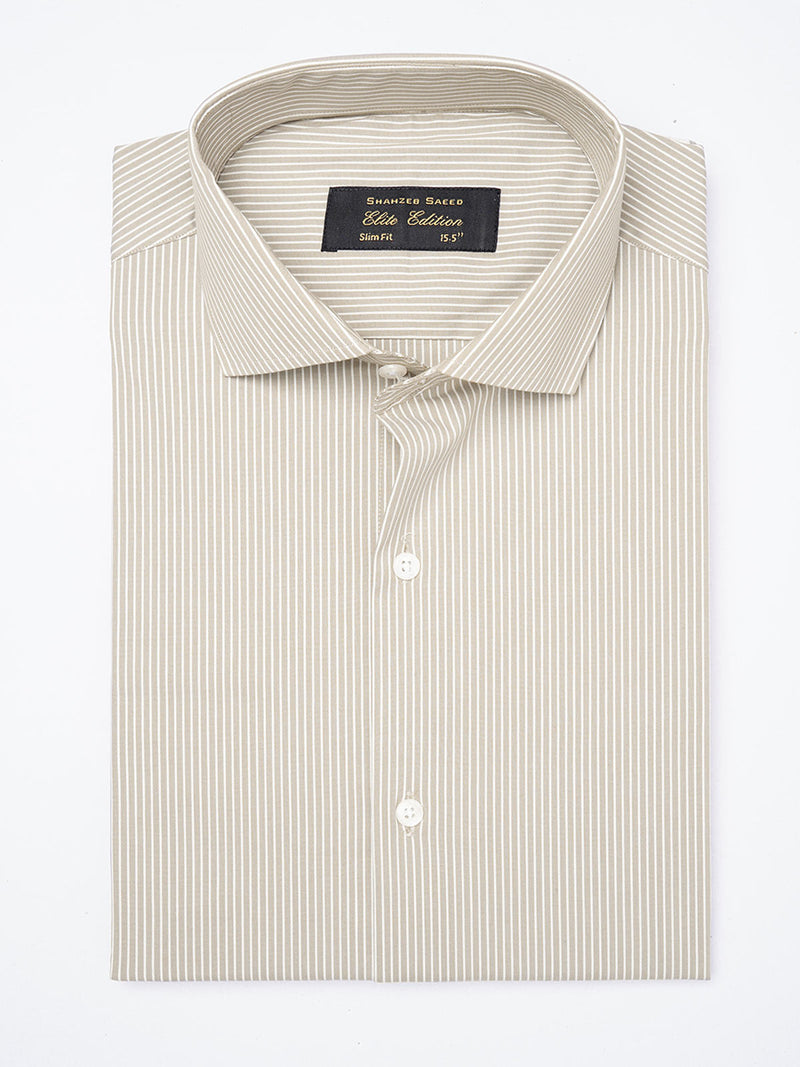 Light Brown Striped, Elite Edition, Cutaway Collar Men’s Formal Shirt (FS-1831)