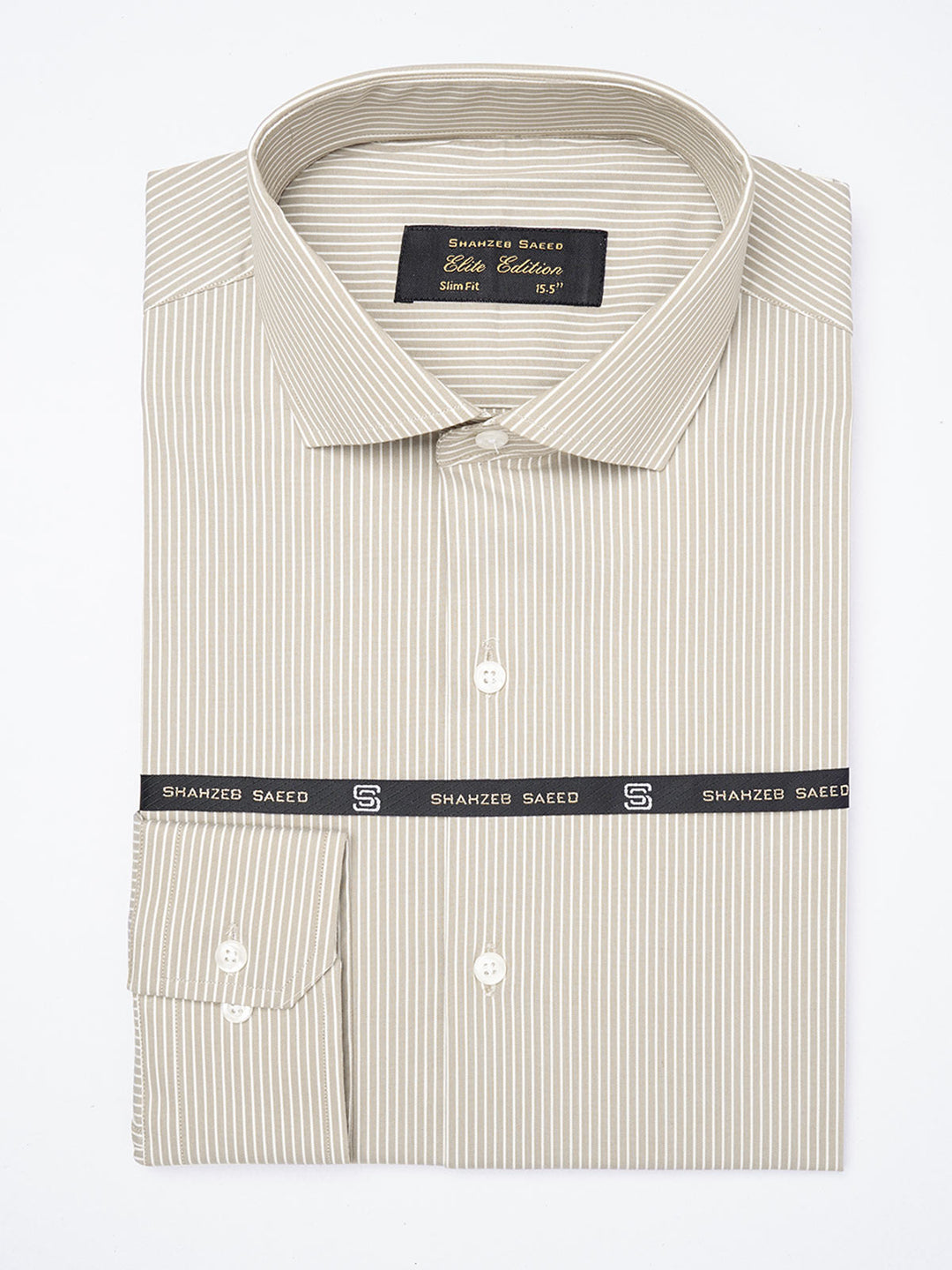 Light Brown Striped, Elite Edition, Cutaway Collar Men’s Formal Shirt (FS-1831)