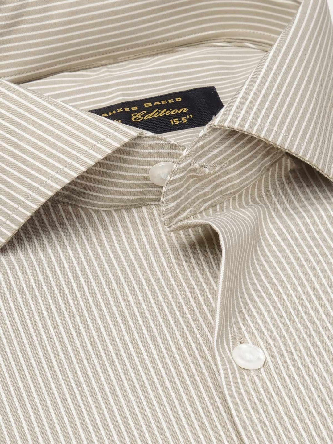 Light Brown Striped, Elite Edition, Cutaway Collar Men’s Formal Shirt (FS-1831)