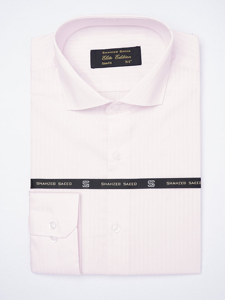 Baby Pink Self Striped, Elite Edition, Cutaway Collar Men’s Formal Shirt (FS-1834)