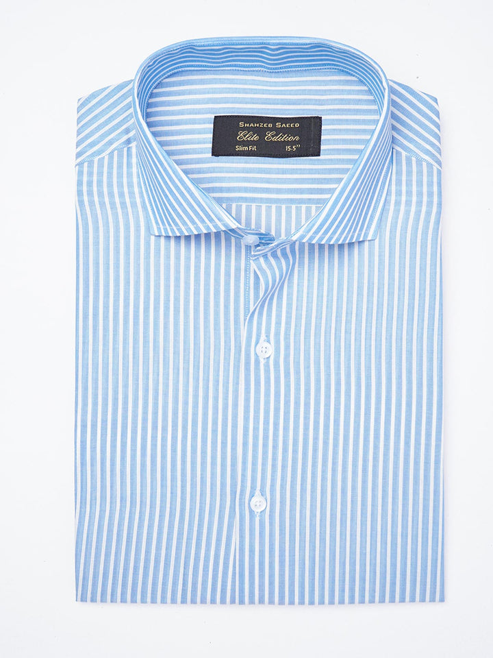 White & Blue Striped, Elite Edition, Cutaway Collar Men’s Formal Shirt (FS-1836)