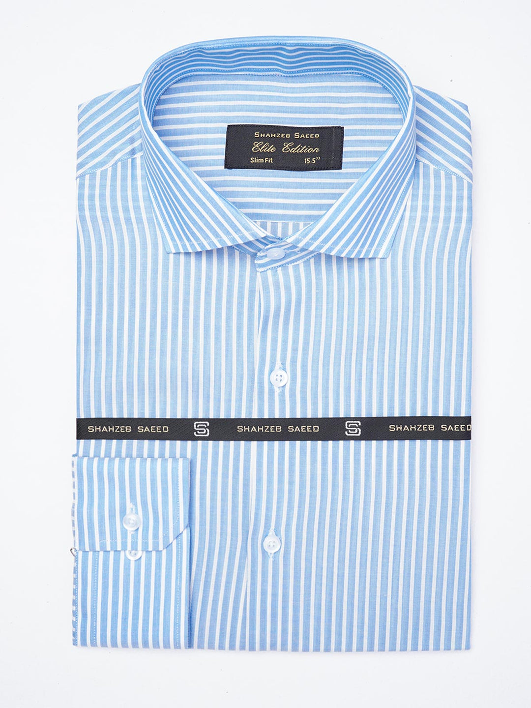 White & Blue Striped, Elite Edition, Cutaway Collar Men’s Formal Shirt (FS-1836)