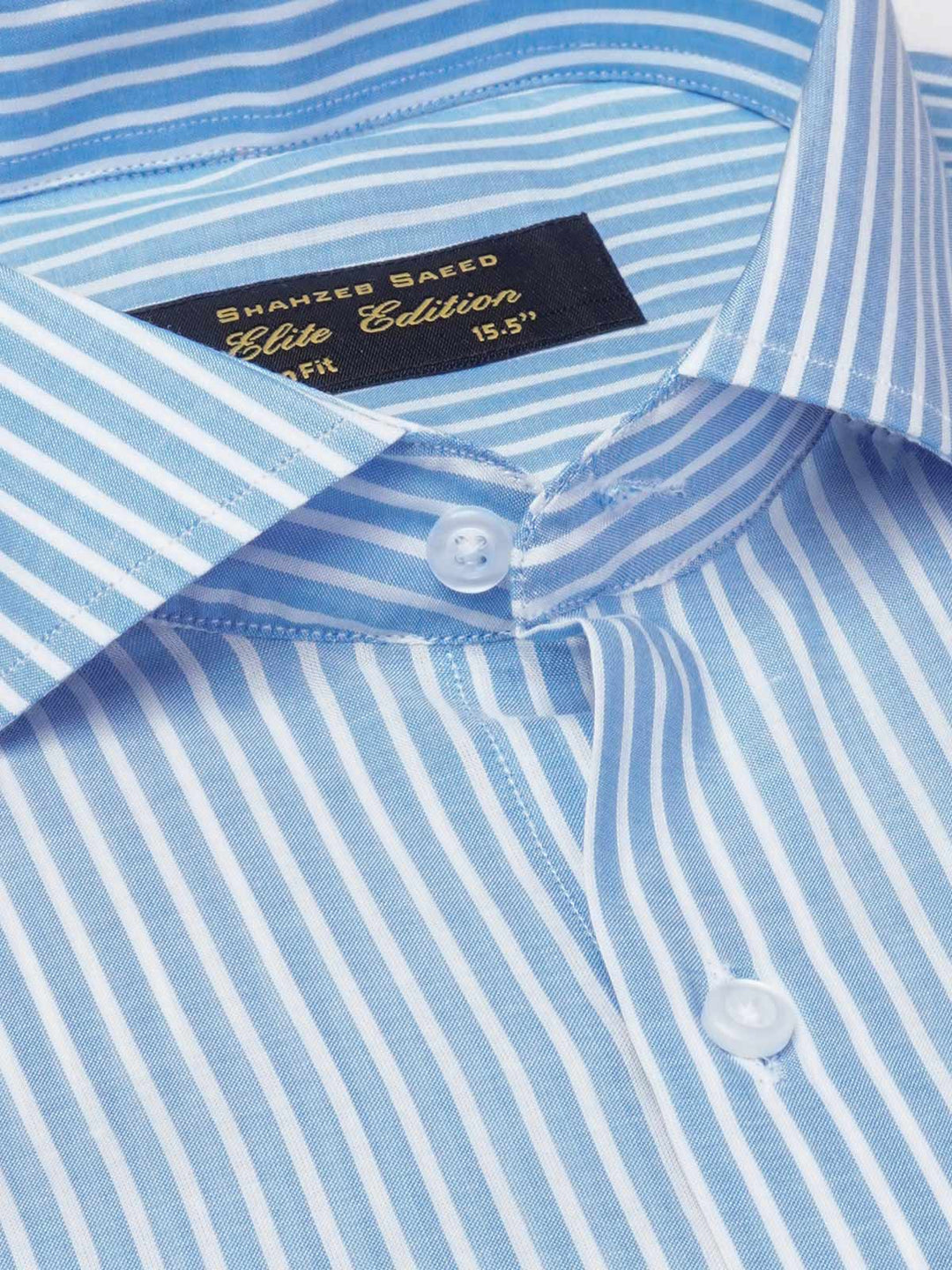 White & Blue Striped, Elite Edition, Cutaway Collar Men’s Formal Shirt (FS-1836)