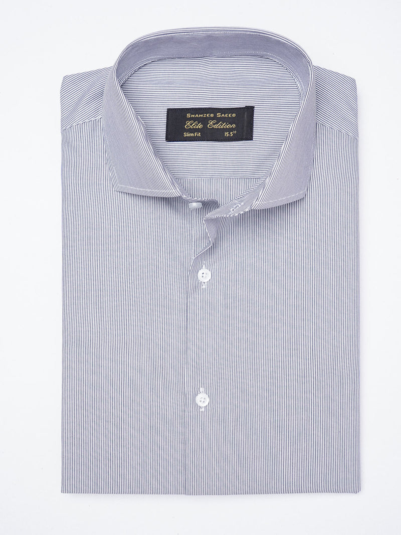 Navy Blue Striped, Elite Edition, Cutaway Collar Men’s Formal Shirt (FS-1837)