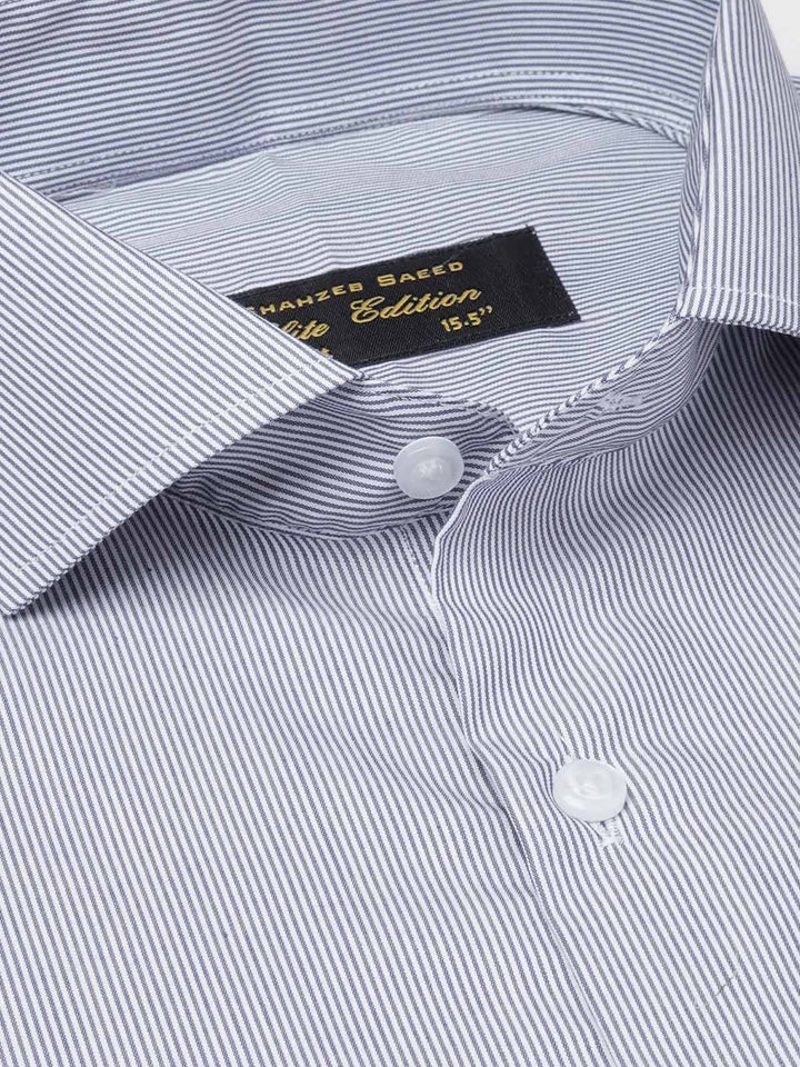 Navy Blue Striped, Elite Edition, Cutaway Collar Men’s Formal Shirt (FS-1837)