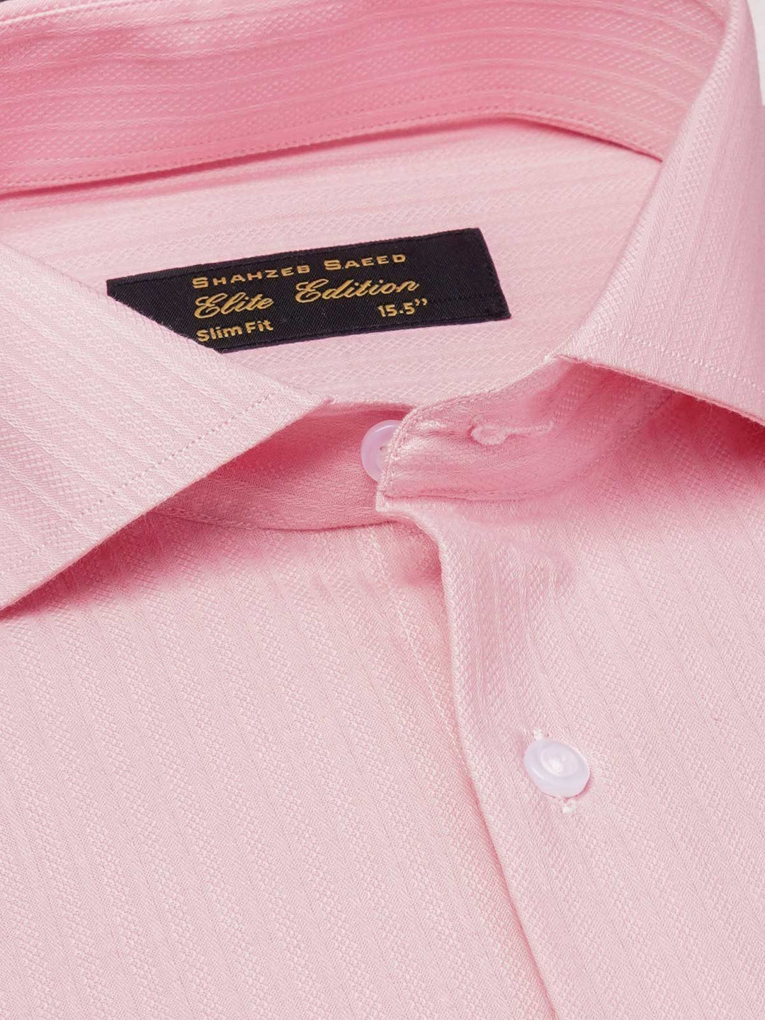 Pink Self Striped, Elite Edition, Cutaway Collar Men’s Formal Shirt (FS-1838)