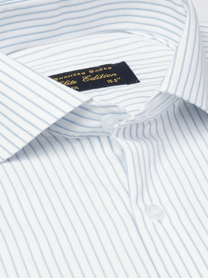 Blue & White Striped, Elite Edition, Cutaway Collar Men’s Formal Shirt (FS-1839)