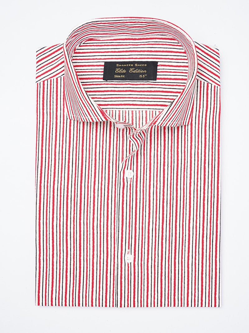 Red & Black Striped, Elite Edition, Cutaway Collar Men’s Formal Shirt (FS-1840)