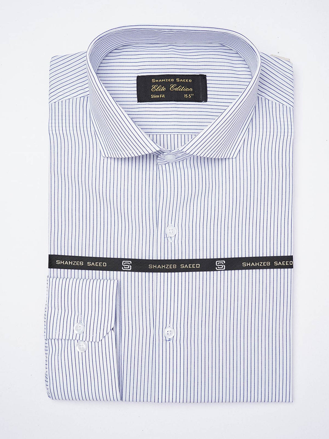 White & Blue Striped, Elite Edition, Cutaway Collar Men’s Formal Shirt (FS-1844)