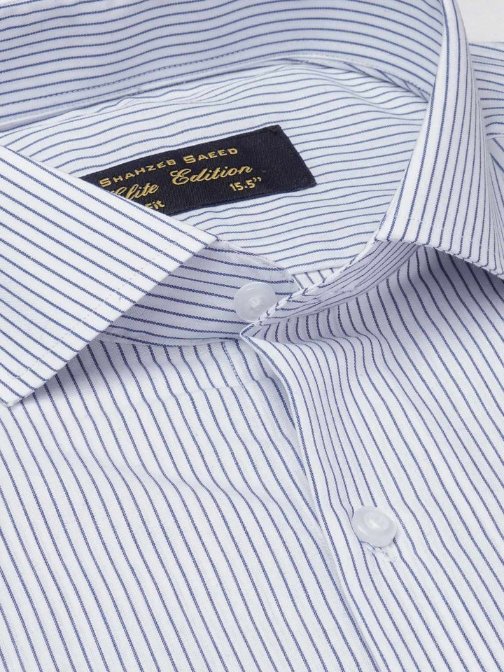 White & Blue Striped, Elite Edition, Cutaway Collar Men’s Formal Shirt (FS-1844)