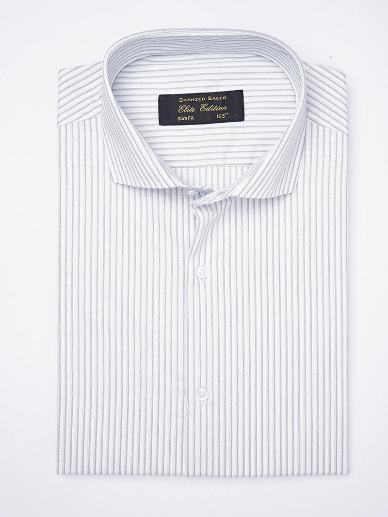 Grey Self Striped, Elite Edition, Cutaway Collar Men’s Formal Shirt (FS-1845)