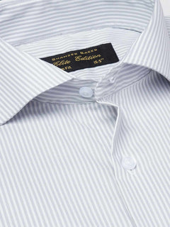Grey Self Striped, Elite Edition, Cutaway Collar Men’s Formal Shirt (FS-1846)