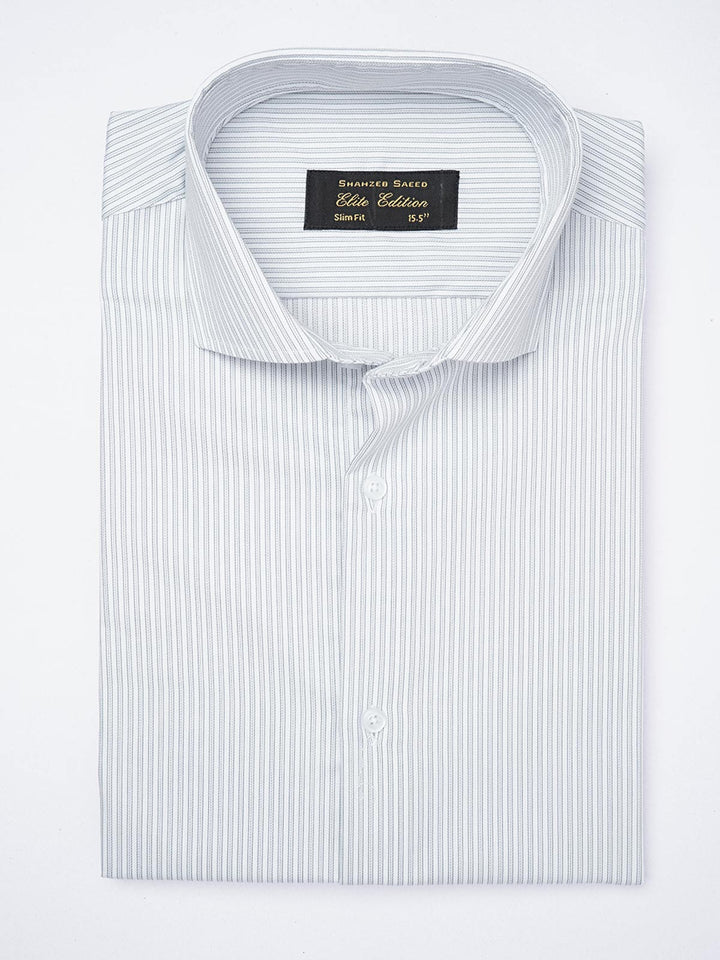 Grey Self Striped, Elite Edition, Cutaway Collar Men’s Formal Shirt (FS-1847)