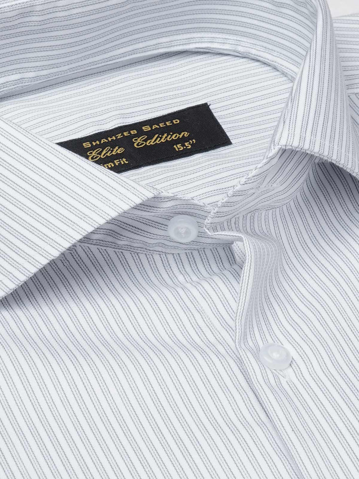 Grey Self Striped, Elite Edition, Cutaway Collar Men’s Formal Shirt (FS-1847)