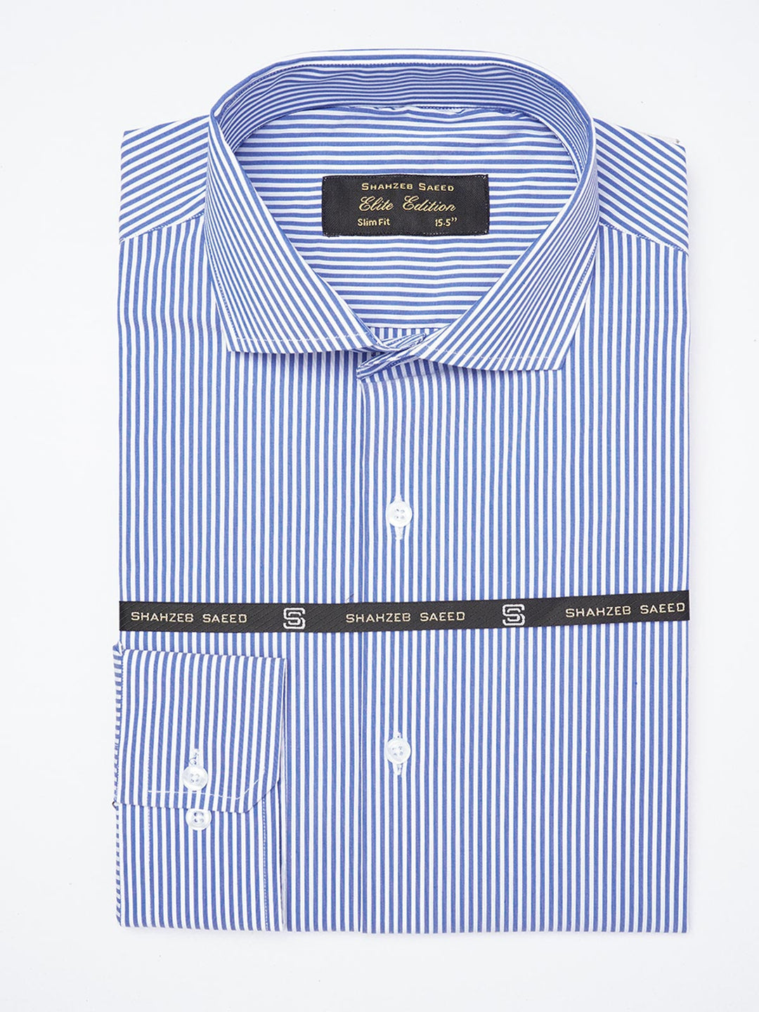 White & Blue Striped, Elite Edition, Cutaway Collar Men’s Formal Shirt (FS-1848)