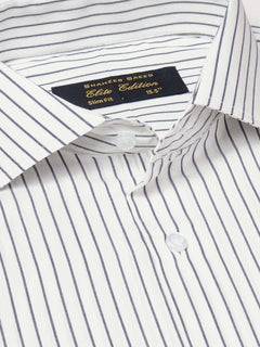 White & Black Striped, Elite Edition, Cutaway Collar Men’s Formal Shirt (FS-1849)