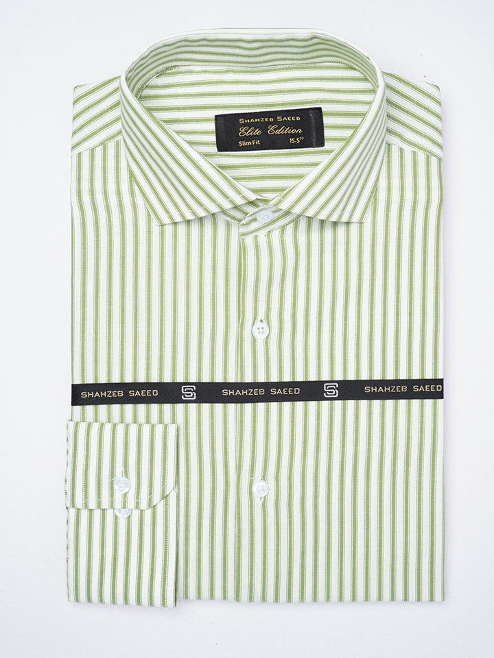 Light Green Striped, Elite Edition, Cutaway Collar Men’s Formal Shirt (FS-1851)