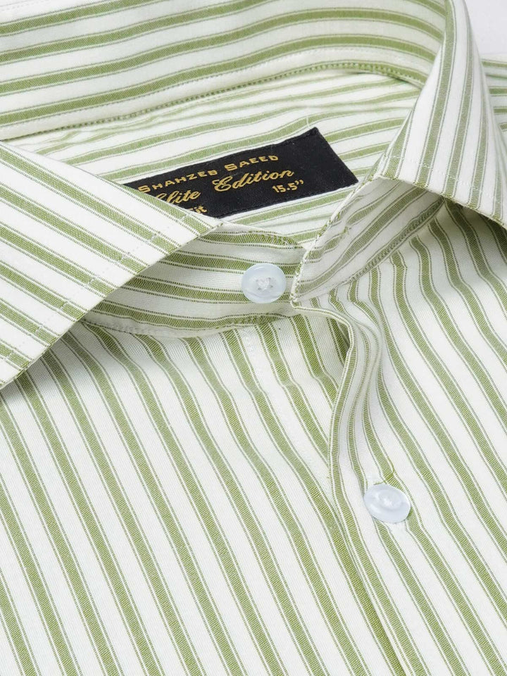 Light Green Striped, Elite Edition, Cutaway Collar Men’s Formal Shirt (FS-1851)