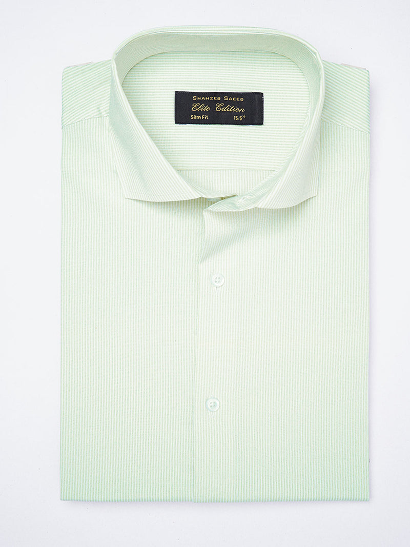 Light Green Striped, Elite Edition, Cutaway Collar Men’s Formal Shirt (FS-1852)