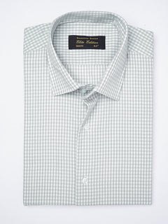 Grey Self Checkered, Elite Edition, French Collar Men’s Formal Shirt (FS-1857)