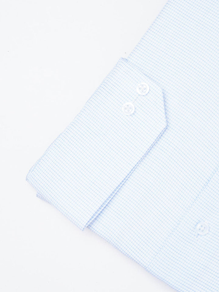 Light Blue Self Micro Checkered, Elite Edition, French Collar Men’s Formal Shirt (FS-1858)