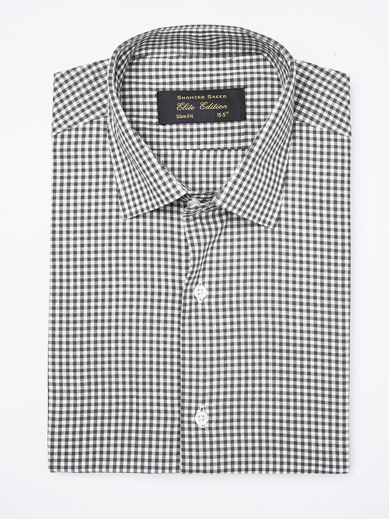 Black & White Checkered, Elite Edition, French Collar Men’s Formal Shirt (FS-1859)