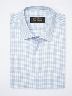 Light Blue Micro Checkered, Elite Edition, French Collar Men’s Formal Shirt (FS-1861)