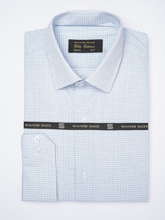 Light Blue Micro Checkered, Elite Edition, French Collar Men’s Formal Shirt (FS-1861)