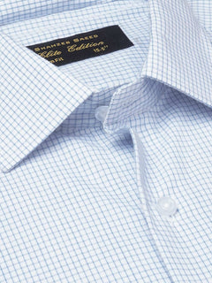 Light Blue Micro Checkered, Elite Edition, French Collar Men’s Formal Shirt (FS-1861)