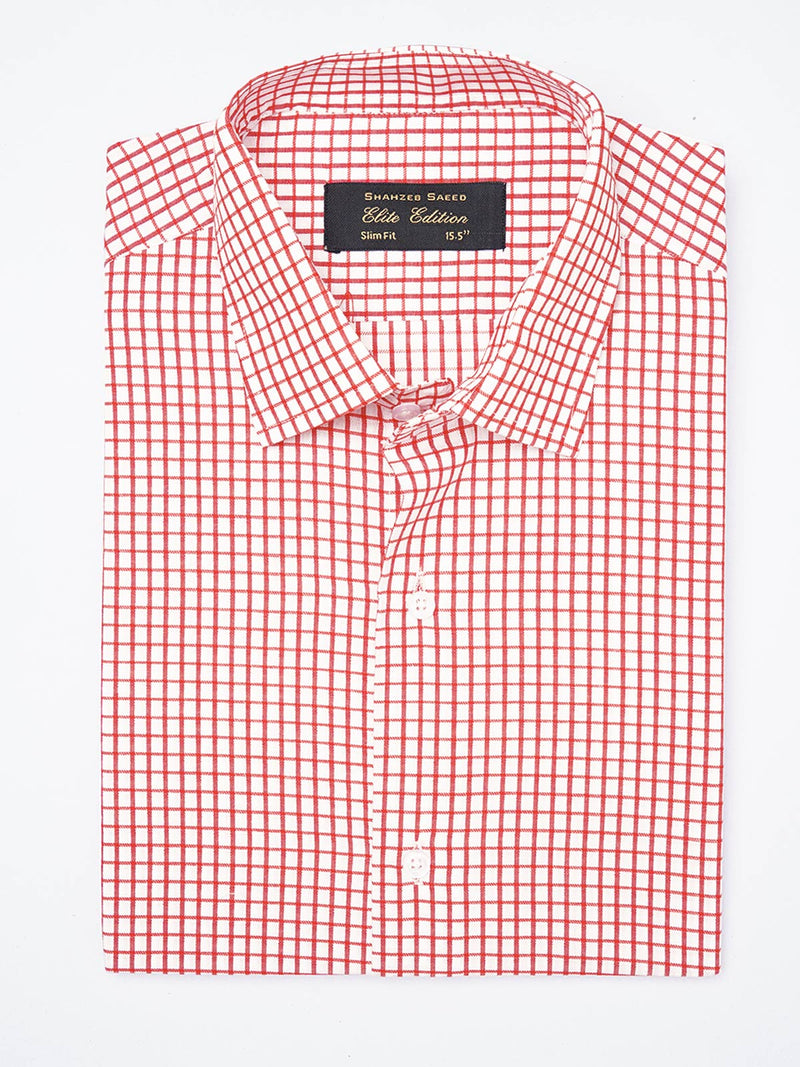 Red & White Checkered, Elite Edition, French Collar Men’s Formal Shirt (FS-1862)