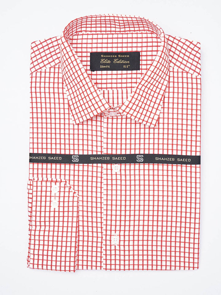 Red & White Checkered, Elite Edition, French Collar Men’s Formal Shirt (FS-1862)