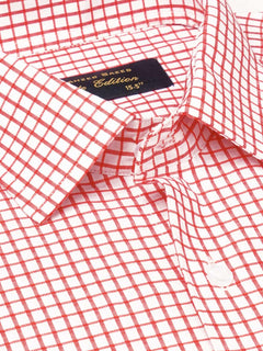Red & White Checkered, Elite Edition, French Collar Men’s Formal Shirt (FS-1862)