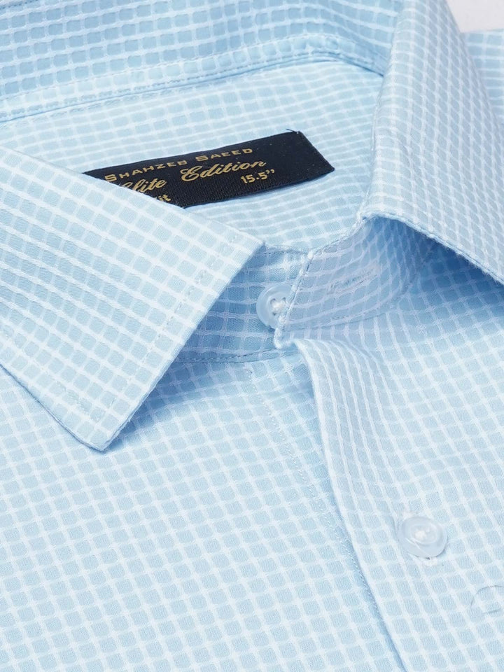 Blue Self Micro Checkered, Elite Edition, French Collar Men’s Formal Shirt  (FS-1864)