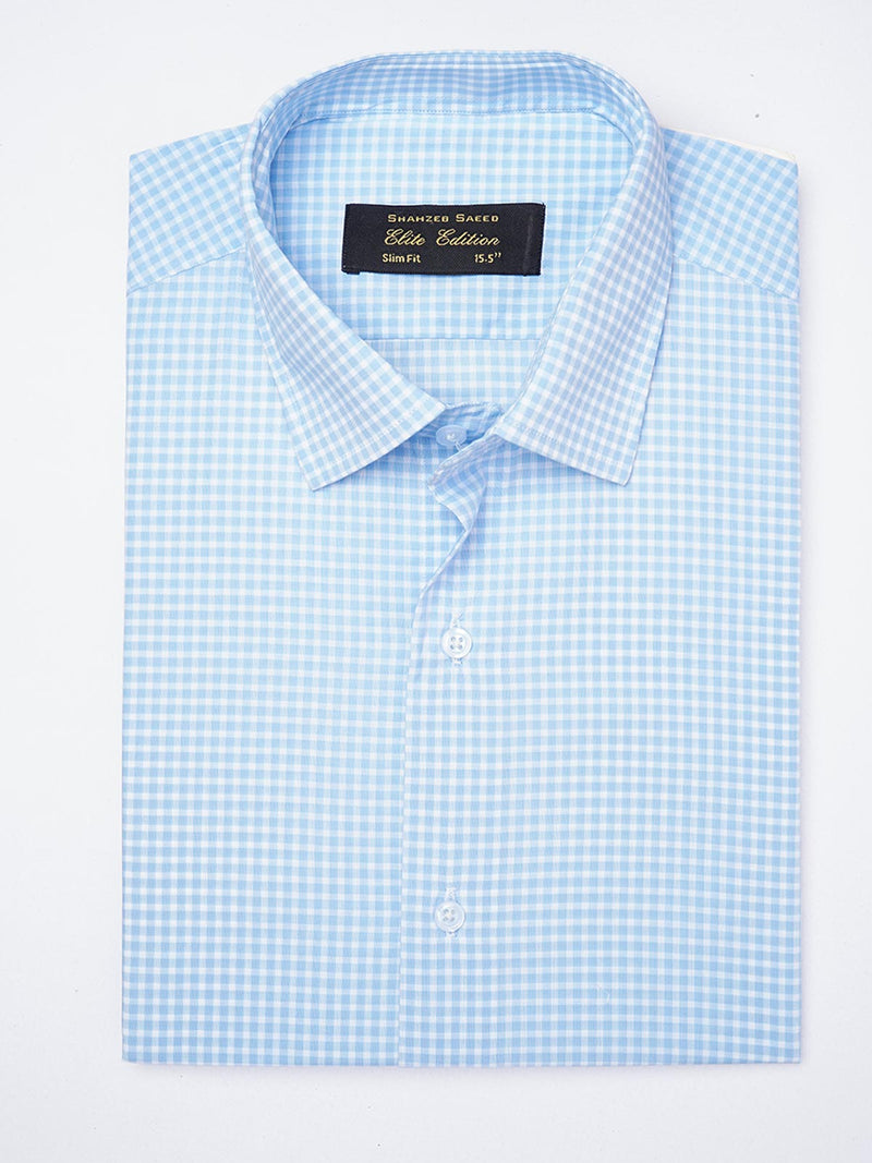 Light Blue Checkered, Elite Edition, French Collar Men’s Formal Shirt (FS-1866)