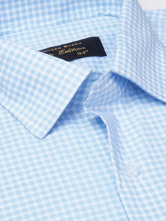 Light Blue Checkered, Elite Edition, French Collar Men’s Formal Shirt (FS-1866)
