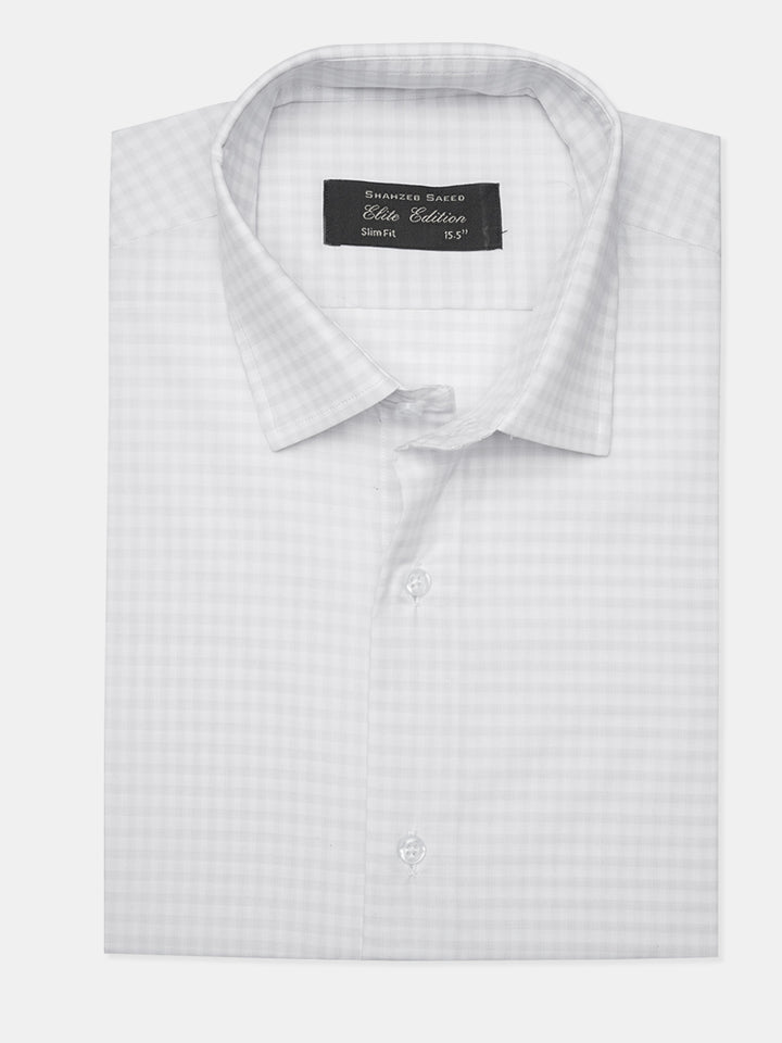 Light Grey Self Checkered, Elite Edition, French Collar Men’s Formal Shirt (FS-1867)