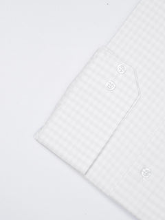Light Grey Self Checkered, Elite Edition, French Collar Men’s Formal Shirt (FS-1867)