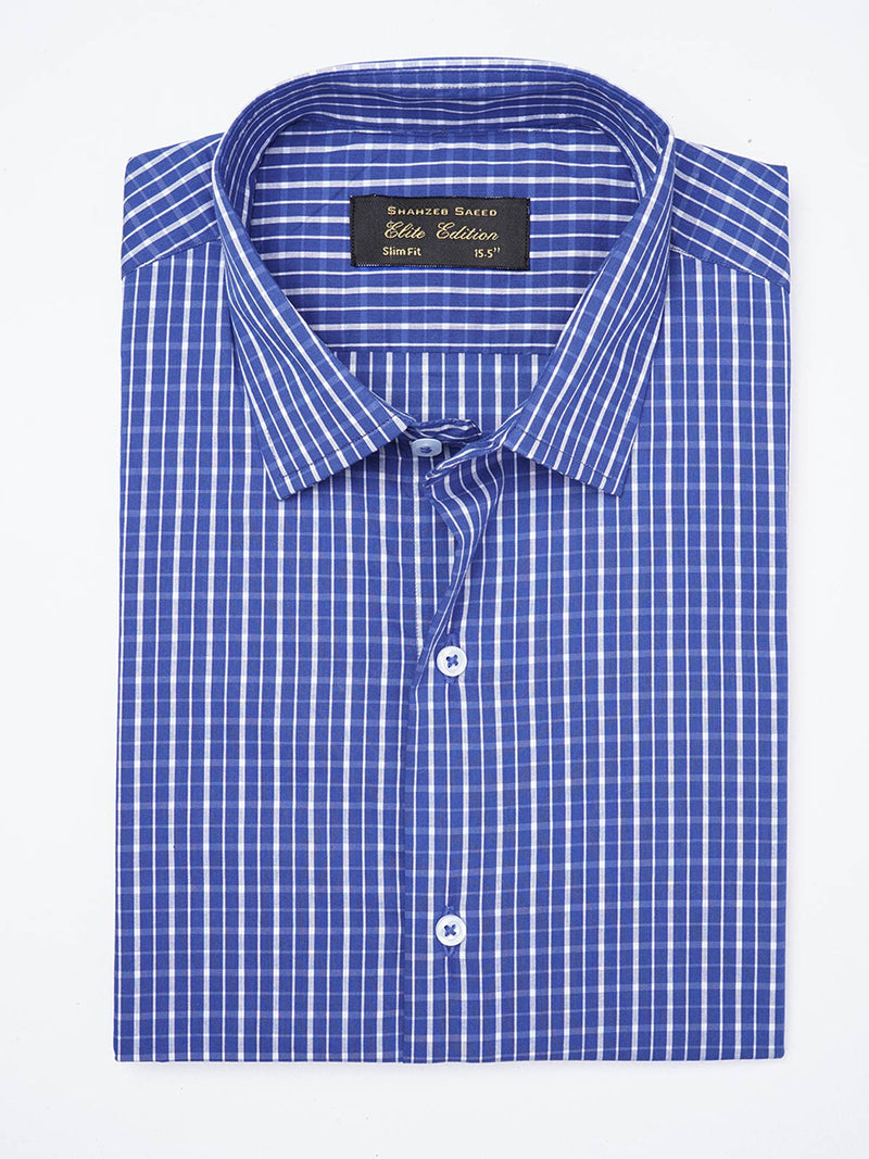 Blue Checkered, Elite Edition, French Collar Men’s Formal Shirt (FS-1868)