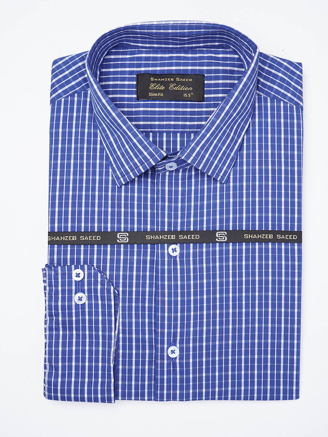 Blue Checkered, Elite Edition, French Collar Men’s Formal Shirt (FS-1868)