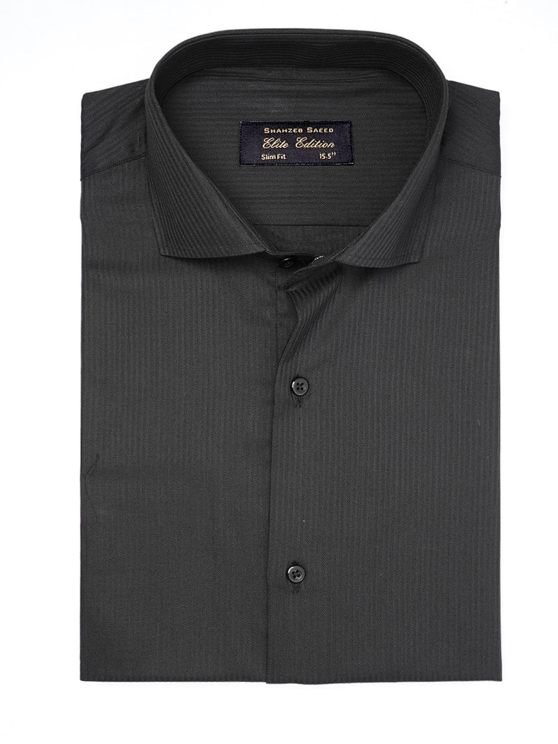 Black Self Striped, Elite Edition, Cutaway Collar Men’s Formal Shirt (FS-1883)