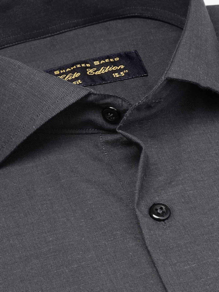 Charcoal Grey Self, Elite Edition, Cutaway Collar Men’s Formal Shirt (FS-1893)