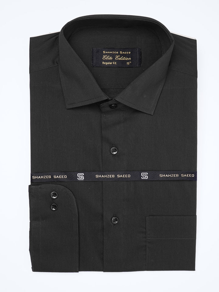 Black Plain, Cutaway Collar, Elite Edition, Men’s Formal Shirt  (FS-1916)