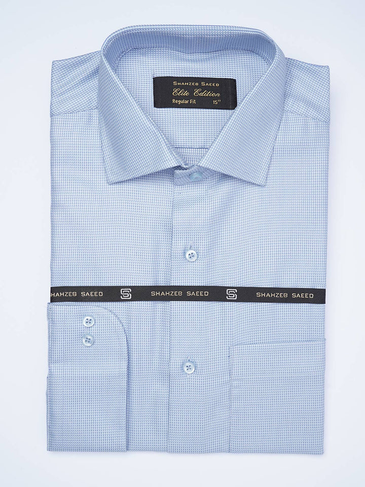 Blue Textured, Cutaway Collar, Elite Edition, Men’s Formal Shirt  (FS-1918)