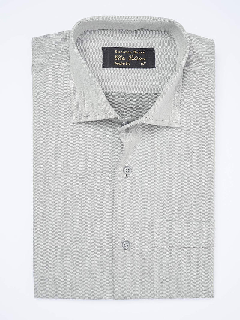 Light Grey Textured, Cutaway Collar, Elite Edition, Men’s Formal Shirt  (FS-1921)
