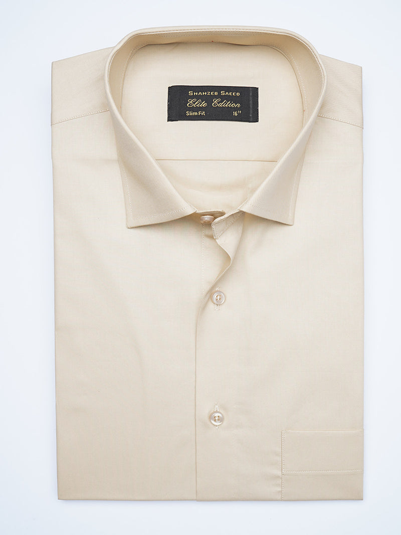 Beige Plain, French Collar, Elite Edition, Men’s Formal Shirt  (FS-1922)