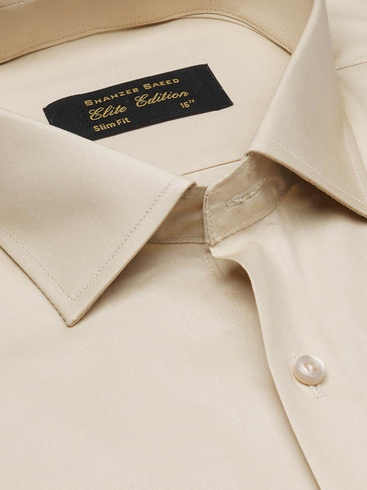 Beige Plain, French Collar, Elite Edition, Men’s Formal Shirt  (FS-1922)